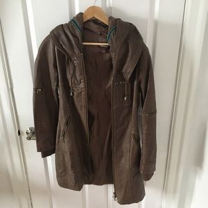 Gorgeous Long Brown Danier Leather Jacket